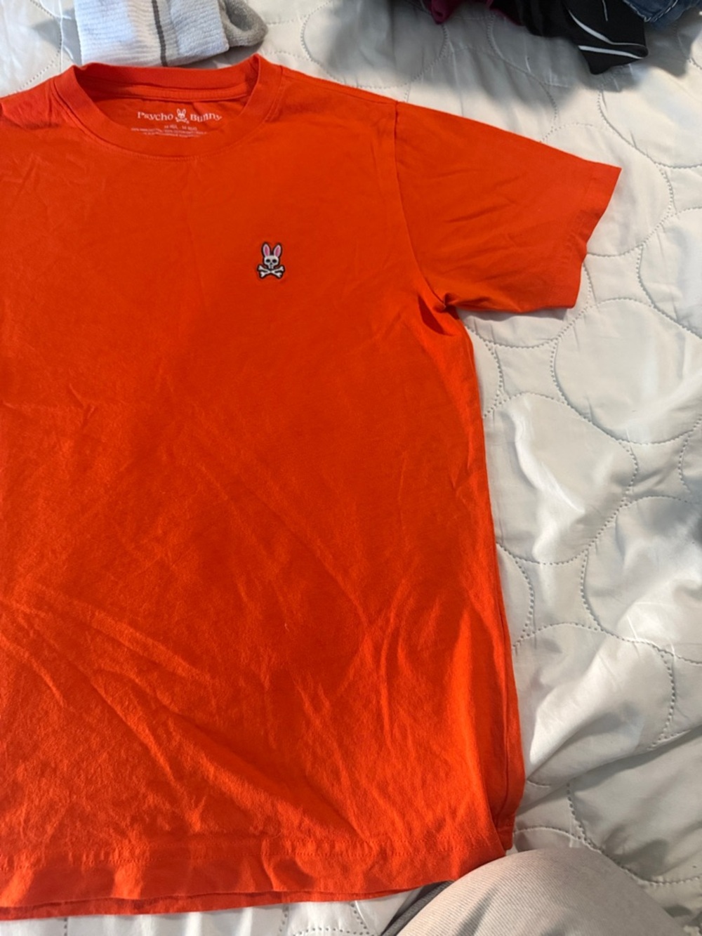 Psycho Bunny Orange Cotton Crewneck Tee with Embroidered Logo - Picture 2 of 2